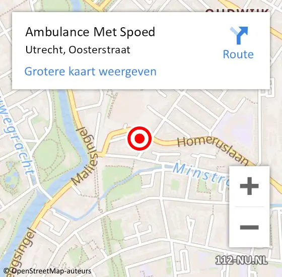 Locatie op kaart van de 112 melding: Ambulance Met Spoed Naar Utrecht, Oosterstraat op 5 januari 2016 16:09