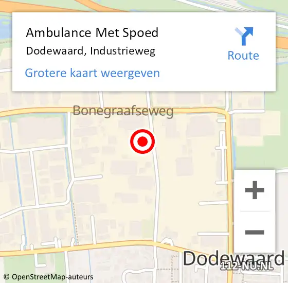 Locatie op kaart van de 112 melding: Ambulance Met Spoed Naar Dodewaard, Industrieweg op 5 januari 2016 16:42