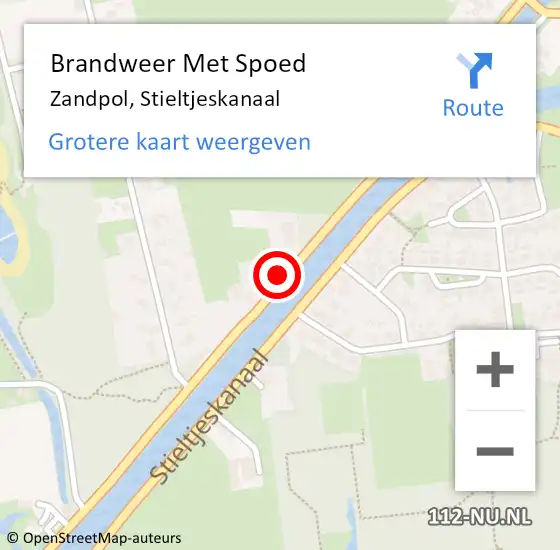 Locatie op kaart van de 112 melding: Brandweer Met Spoed Naar Zandpol, Stieltjeskanaal op 5 januari 2016 16:46