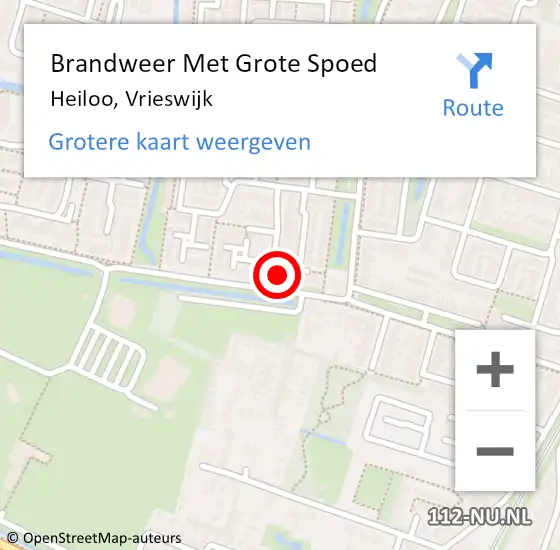 Locatie op kaart van de 112 melding: Brandweer Met Grote Spoed Naar Heiloo, Vrieswijk op 5 januari 2016 17:14