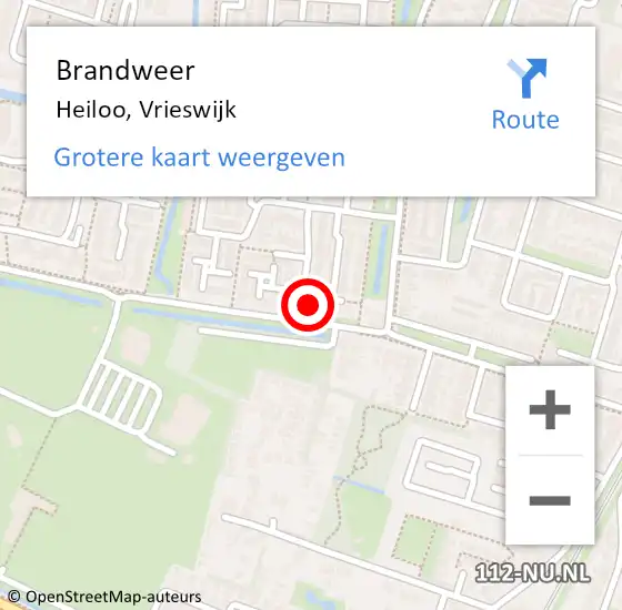 Locatie op kaart van de 112 melding: Brandweer Heiloo, Vrieswijk op 5 januari 2016 17:19