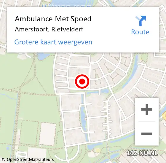 Locatie op kaart van de 112 melding: Ambulance Met Spoed Naar Amersfoort, Rietvelderf op 5 januari 2016 17:51