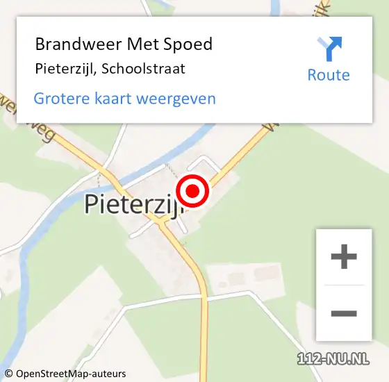 Locatie op kaart van de 112 melding: Brandweer Met Spoed Naar Pieterzijl, Schoolstraat op 5 januari 2016 18:32