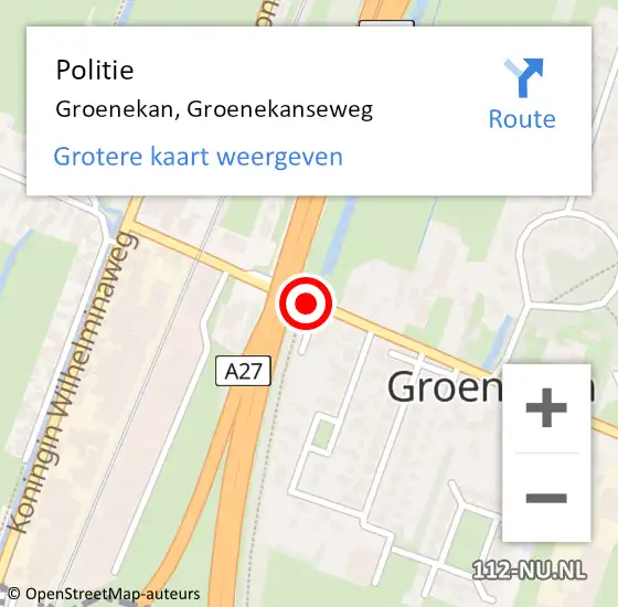 Locatie op kaart van de 112 melding: Politie Groenekan, Groenekanseweg op 5 januari 2016 18:40