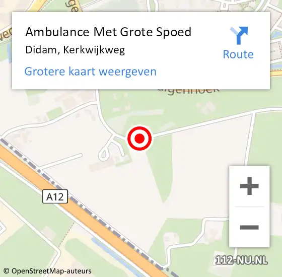 Locatie op kaart van de 112 melding: Ambulance Met Grote Spoed Naar Didam, Kerkwijkweg op 5 januari 2016 19:32