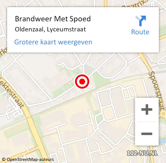 Locatie op kaart van de 112 melding: Brandweer Met Spoed Naar Oldenzaal, Lyceumstraat op 5 januari 2016 19:40