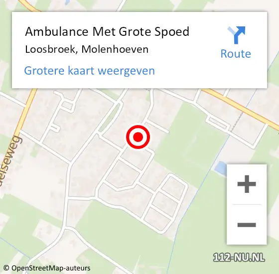 Locatie op kaart van de 112 melding: Ambulance Met Grote Spoed Naar Loosbroek, Molenhoeven op 5 januari 2016 20:15