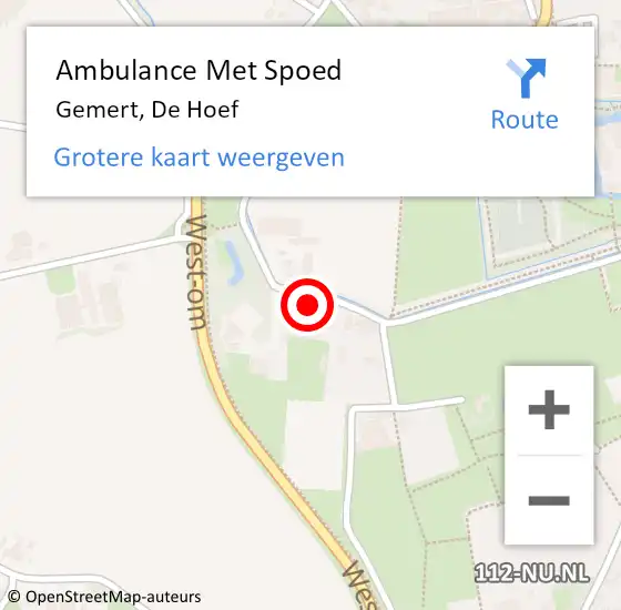 Locatie op kaart van de 112 melding: Ambulance Met Spoed Naar Gemert, De Hoef op 5 januari 2016 20:44