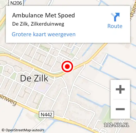 Locatie op kaart van de 112 melding: Ambulance Met Spoed Naar De Zilk, Zilkerduinweg op 2 december 2013 13:25