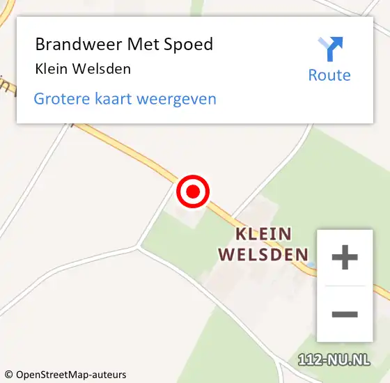 Locatie op kaart van de 112 melding: Brandweer Met Spoed Naar Klein Welsden op 5 januari 2016 21:35