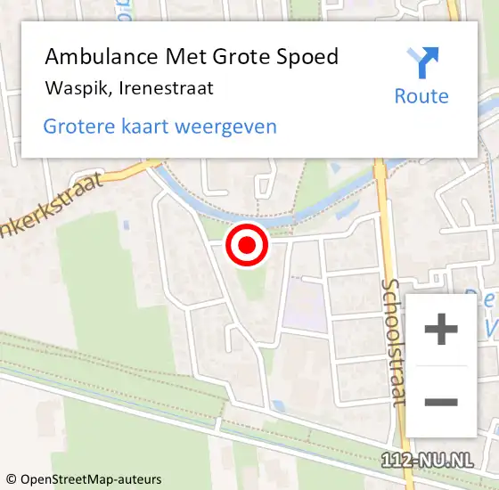 Locatie op kaart van de 112 melding: Ambulance Met Grote Spoed Naar Waspik, Irenestraat op 5 januari 2016 21:35
