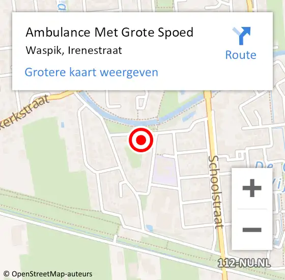 Locatie op kaart van de 112 melding: Ambulance Met Grote Spoed Naar Waspik, Irenestraat op 5 januari 2016 21:36