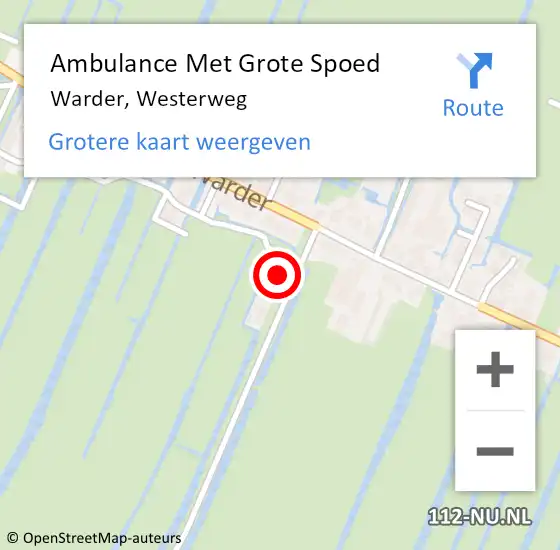 Locatie op kaart van de 112 melding: Ambulance Met Grote Spoed Naar Warder, Westerweg op 6 januari 2016 01:16