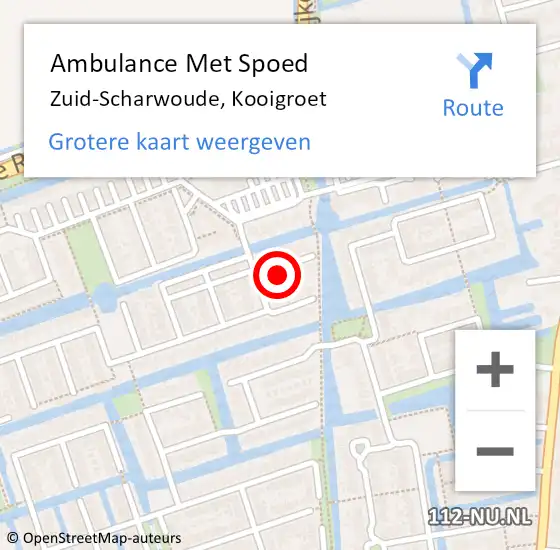 Locatie op kaart van de 112 melding: Ambulance Met Spoed Naar Zuid-Scharwoude, Kooigroet op 6 januari 2016 01:48