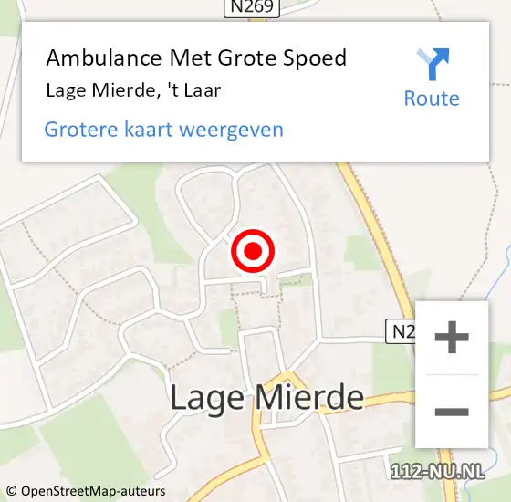 Locatie op kaart van de 112 melding: Ambulance Met Grote Spoed Naar Lage Mierde, 't Laar op 6 januari 2016 03:01