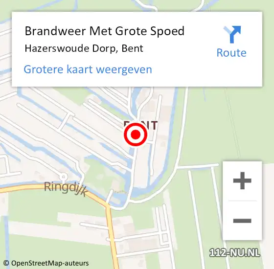 Locatie op kaart van de 112 melding: Brandweer Met Grote Spoed Naar Hazerswoude Dorp, Bent op 6 januari 2016 03:39