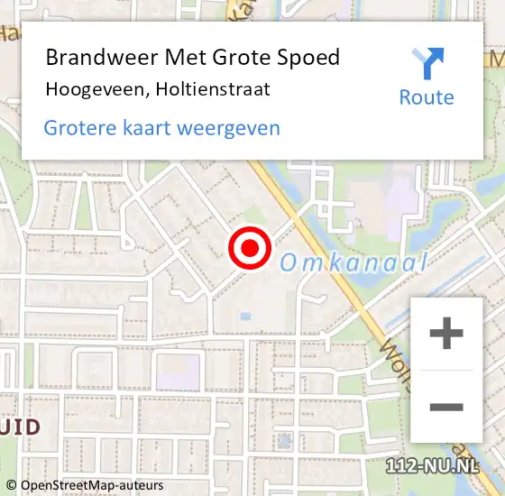 Locatie op kaart van de 112 melding: Brandweer Met Grote Spoed Naar Hoogeveen, Holtienstraat op 6 januari 2016 06:09