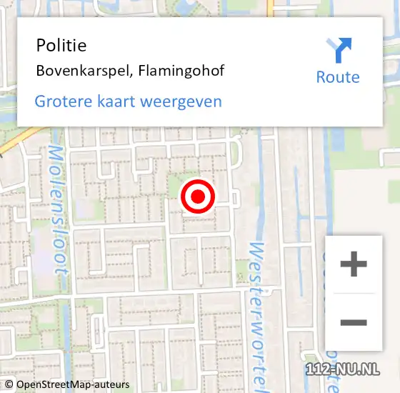 Locatie op kaart van de 112 melding: Politie Bovenkarspel, Flamingohof op 6 januari 2016 06:25