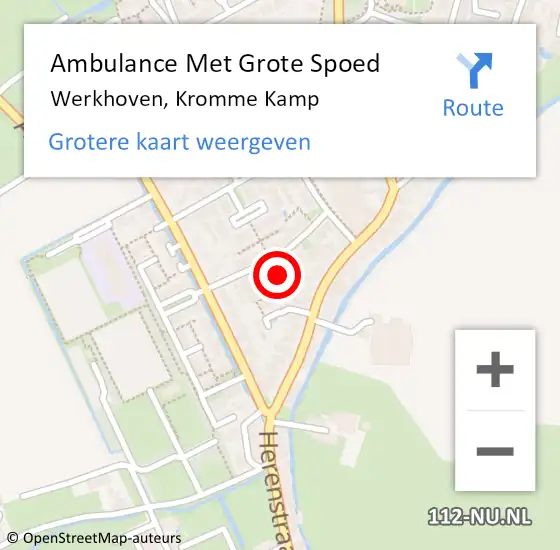 Locatie op kaart van de 112 melding: Ambulance Met Grote Spoed Naar Werkhoven, Kromme Kamp op 6 januari 2016 06:59