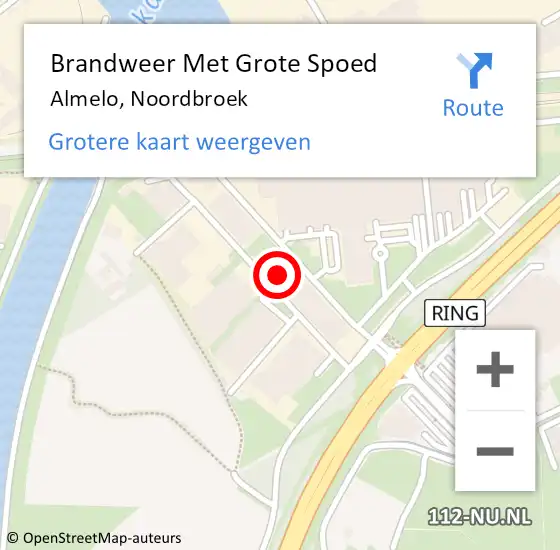 Locatie op kaart van de 112 melding: Brandweer Met Grote Spoed Naar Almelo, Noordbroek op 6 januari 2016 09:37