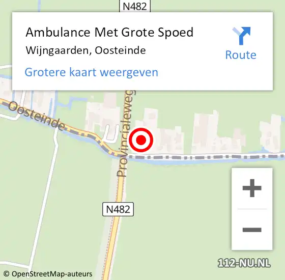 Locatie op kaart van de 112 melding: Ambulance Met Grote Spoed Naar Wijngaarden, Oosteinde op 6 januari 2016 12:55