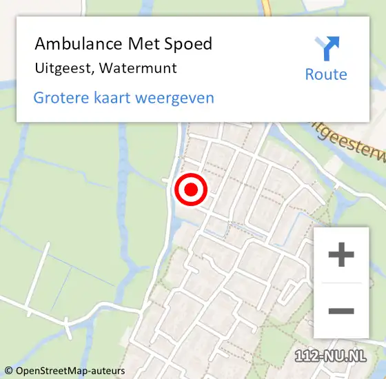 Locatie op kaart van de 112 melding: Ambulance Met Spoed Naar Uitgeest, Watermunt op 6 januari 2016 13:15