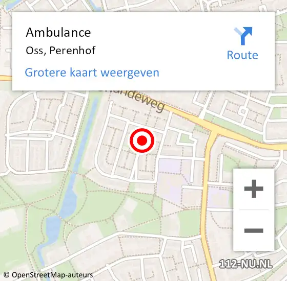 Locatie op kaart van de 112 melding: Ambulance Oss, Perenhof op 6 januari 2016 13:16