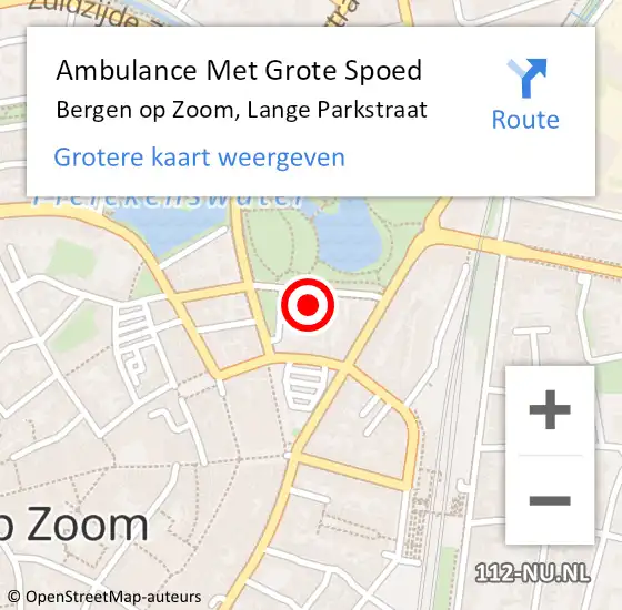 Locatie op kaart van de 112 melding: Ambulance Met Grote Spoed Naar Bergen op Zoom, Lange Parkstraat op 6 januari 2016 13:32