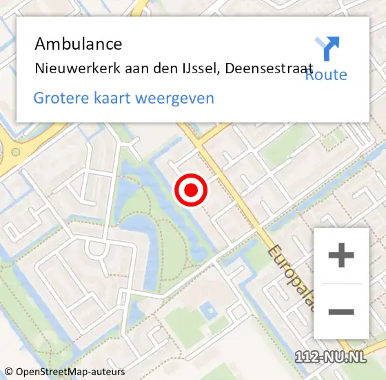 Locatie op kaart van de 112 melding: Ambulance Nieuwerkerk aan den IJssel, Deensestraat op 6 januari 2016 14:00