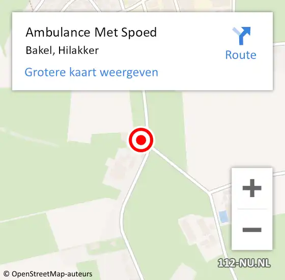 Locatie op kaart van de 112 melding: Ambulance Met Spoed Naar Bakel, Hilakker op 6 januari 2016 14:15