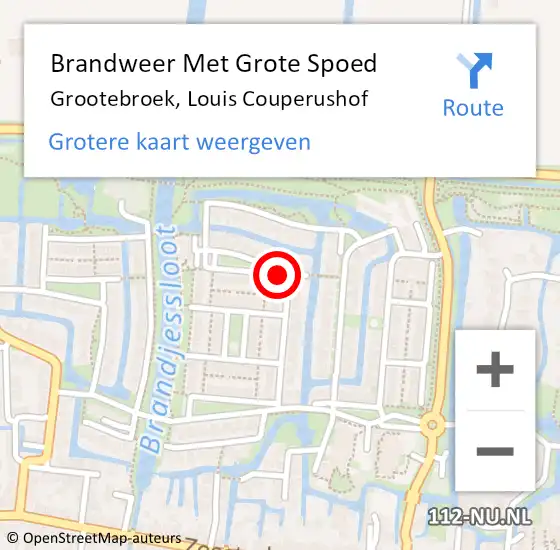 Locatie op kaart van de 112 melding: Brandweer Met Grote Spoed Naar Grootebroek, Louis Couperushof op 6 januari 2016 14:48