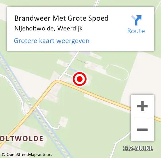 Locatie op kaart van de 112 melding: Brandweer Met Grote Spoed Naar Nijeholtwolde, Weerdijk op 6 januari 2016 15:04