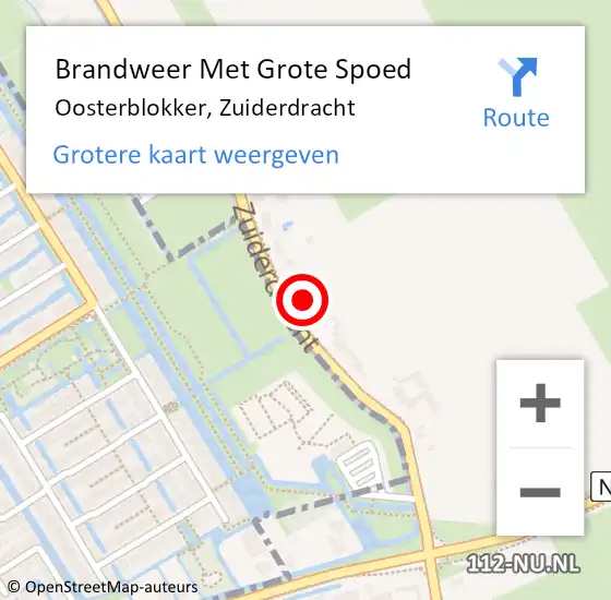 Locatie op kaart van de 112 melding: Brandweer Met Grote Spoed Naar Oosterblokker, Zuiderdracht op 6 januari 2016 15:46