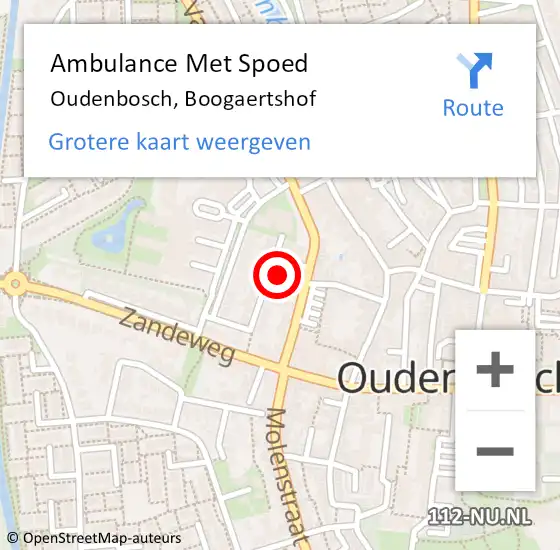 Locatie op kaart van de 112 melding: Ambulance Met Spoed Naar Oudenbosch, Boogaertshof op 6 januari 2016 15:55