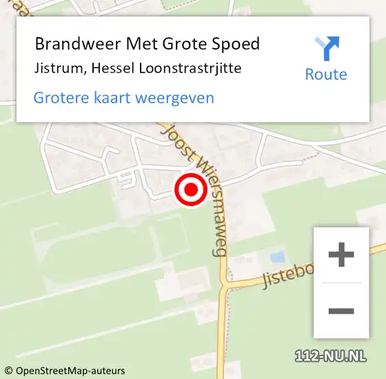 Locatie op kaart van de 112 melding: Brandweer Met Grote Spoed Naar Jistrum, Hessel Loonstrastrjitte op 6 januari 2016 15:56