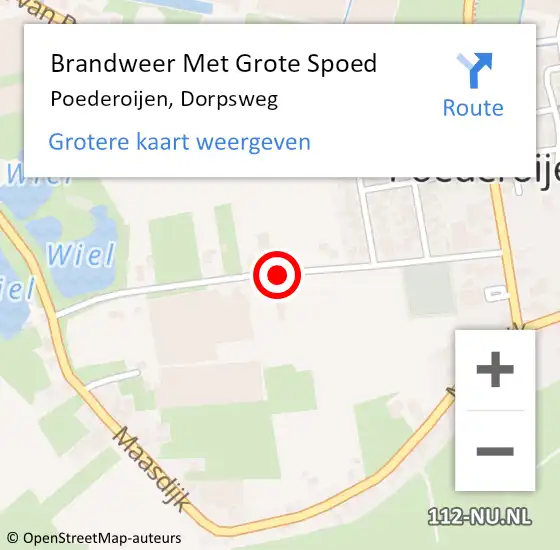 Locatie op kaart van de 112 melding: Brandweer Met Grote Spoed Naar Poederoijen, Dorpsweg op 6 januari 2016 17:28