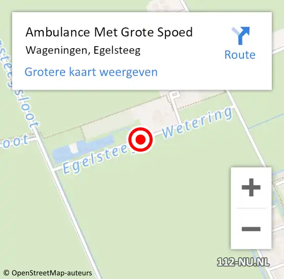 Locatie op kaart van de 112 melding: Ambulance Met Grote Spoed Naar Wageningen, Egelsteeg op 6 januari 2016 17:33