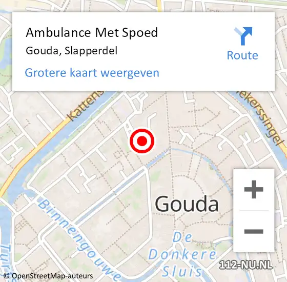 Locatie op kaart van de 112 melding: Ambulance Met Spoed Naar Gouda, Slapperdel op 6 januari 2016 17:48