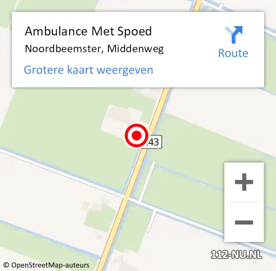 Locatie op kaart van de 112 melding: Ambulance Met Spoed Naar Noordbeemster, Middenweg op 2 december 2013 14:35