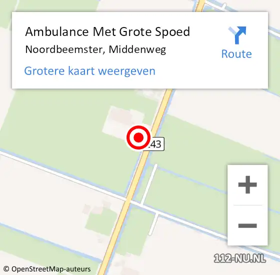 Locatie op kaart van de 112 melding: Ambulance Met Grote Spoed Naar Noordbeemster, Middenweg op 2 december 2013 14:36