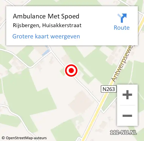 Locatie op kaart van de 112 melding: Ambulance Met Spoed Naar Rijsbergen, Huisakkerstraat op 2 december 2013 14:37