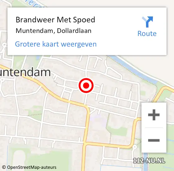 Locatie op kaart van de 112 melding: Brandweer Met Spoed Naar Muntendam, Dollardlaan op 6 januari 2016 18:48