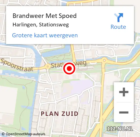 Locatie op kaart van de 112 melding: Brandweer Met Spoed Naar Harlingen, Stationsweg op 6 januari 2016 18:54