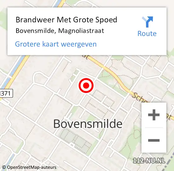 Locatie op kaart van de 112 melding: Brandweer Met Grote Spoed Naar Bovensmilde, Magnoliastraat op 6 januari 2016 19:02