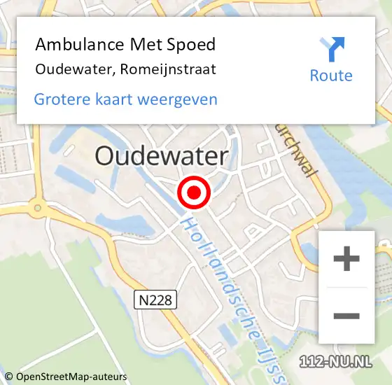 Locatie op kaart van de 112 melding: Ambulance Met Spoed Naar Oudewater, Romeijnstraat op 6 januari 2016 19:19