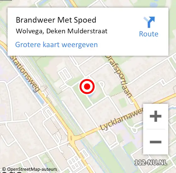 Locatie op kaart van de 112 melding: Brandweer Met Spoed Naar Wolvega, Deken Mulderstraat op 6 januari 2016 19:30