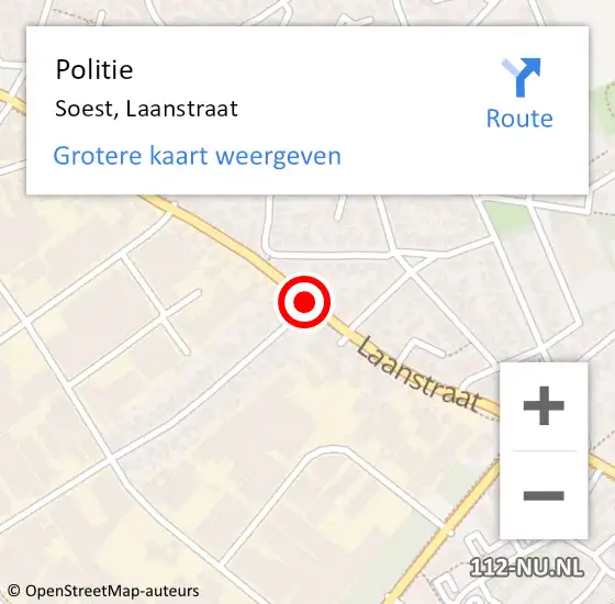 Locatie op kaart van de 112 melding: Politie Soest, Laanstraat op 6 januari 2016 20:17