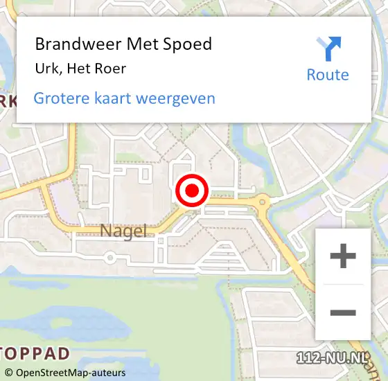 Locatie op kaart van de 112 melding: Brandweer Met Spoed Naar Urk, Het Roer op 6 januari 2016 20:40