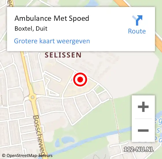 Locatie op kaart van de 112 melding: Ambulance Met Spoed Naar Boxtel, Duit op 6 januari 2016 21:07