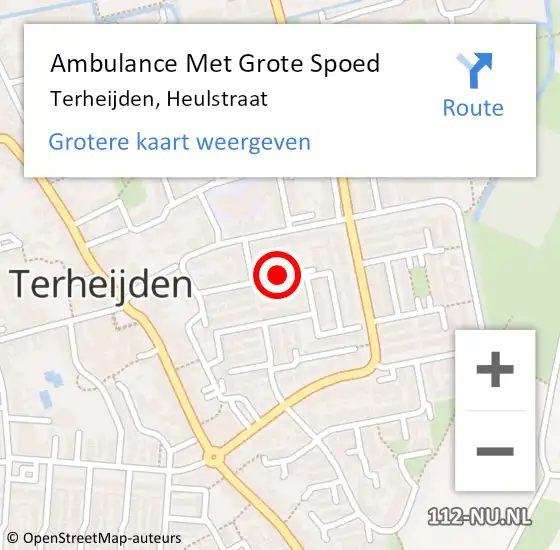 Locatie op kaart van de 112 melding: Ambulance Met Grote Spoed Naar Terheijden, Heulstraat op 6 januari 2016 23:02